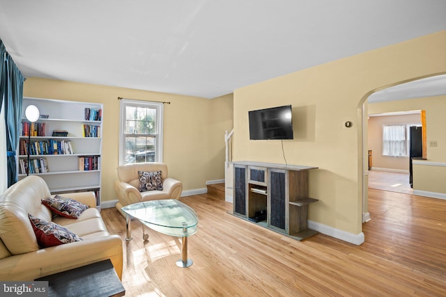 living room featuring light hardwood / wood-style flooring