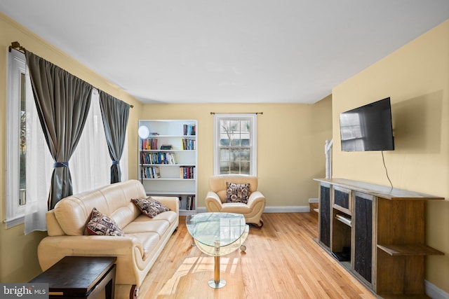 living room featuring light wood-type flooring