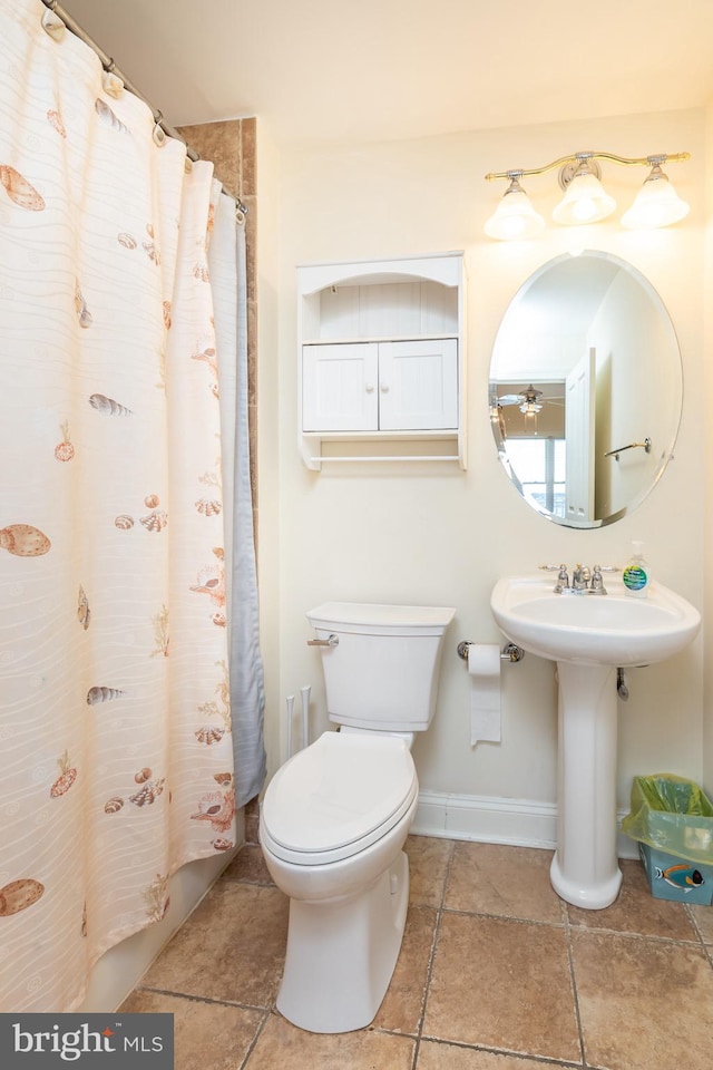 bathroom with tile patterned flooring and toilet