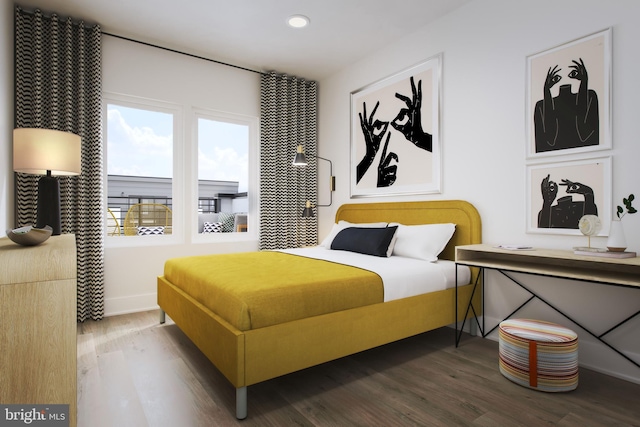 bedroom with wood-type flooring