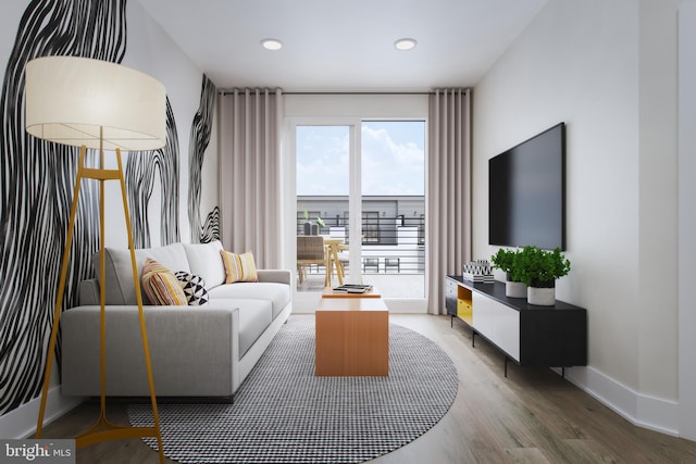 living room with hardwood / wood-style floors