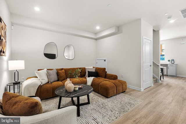 living room featuring light hardwood / wood-style floors