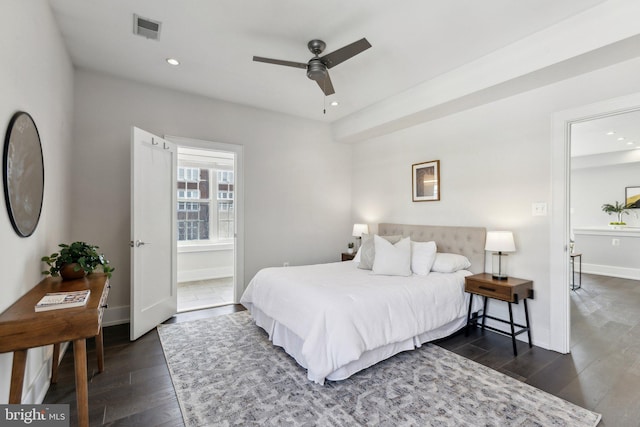 bedroom featuring dark hardwood / wood-style floors