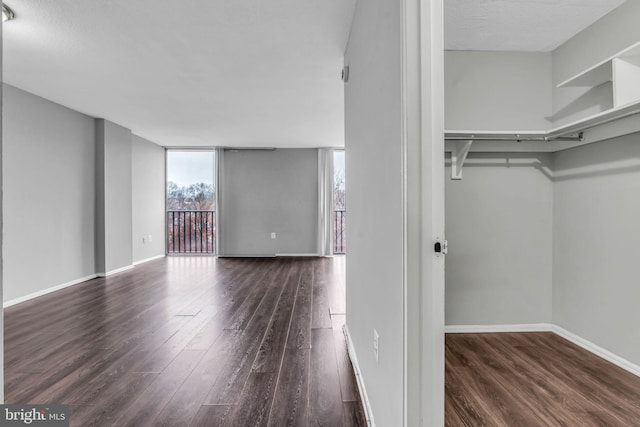 interior space with dark hardwood / wood-style floors