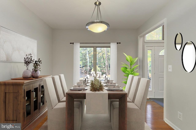 dining area featuring hardwood / wood-style floors