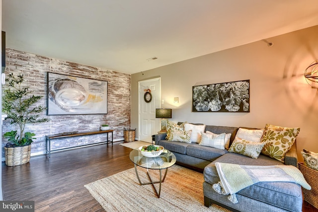 living room with hardwood / wood-style floors