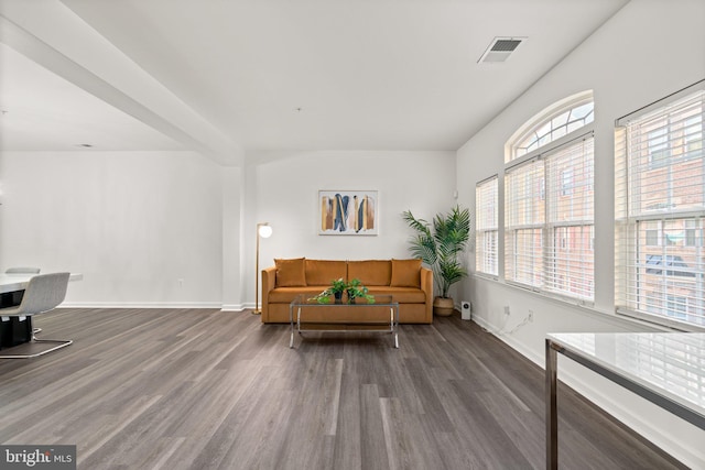 living room with wood-type flooring