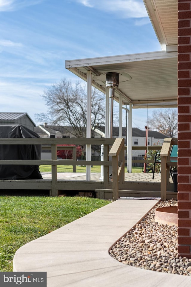 deck with a lawn