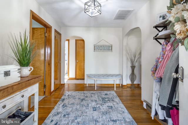 foyer featuring dark wood-type flooring