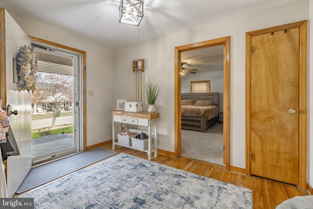 entryway with light hardwood / wood-style flooring