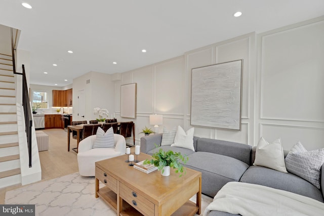 living room featuring light hardwood / wood-style floors