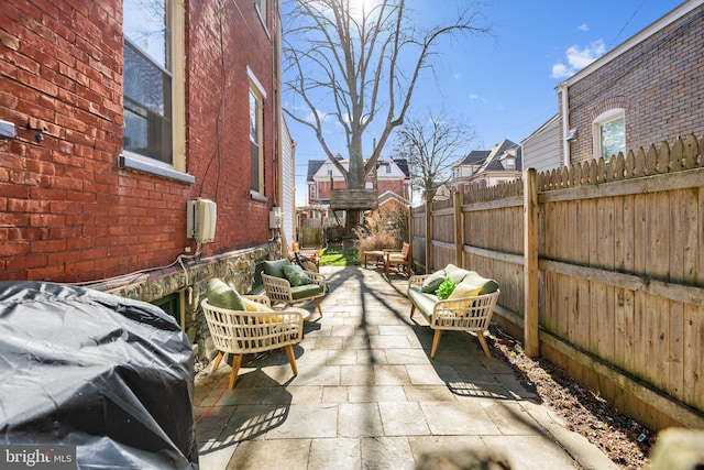 view of patio with an outdoor living space