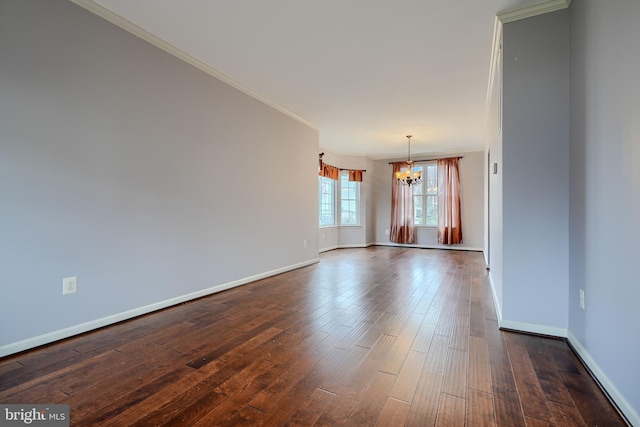 34 Broadbridge Rd, Rosedale, MD 21237 - unfurnished room featuring a chandelier, crown molding, and dark wood-style floors