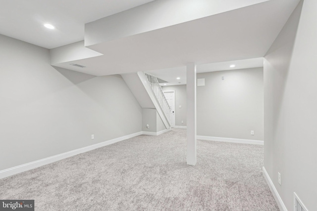 basement with carpet