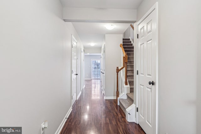 hall with dark hardwood / wood-style floors