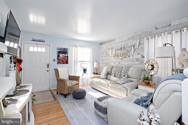 living room with light hardwood / wood-style floors