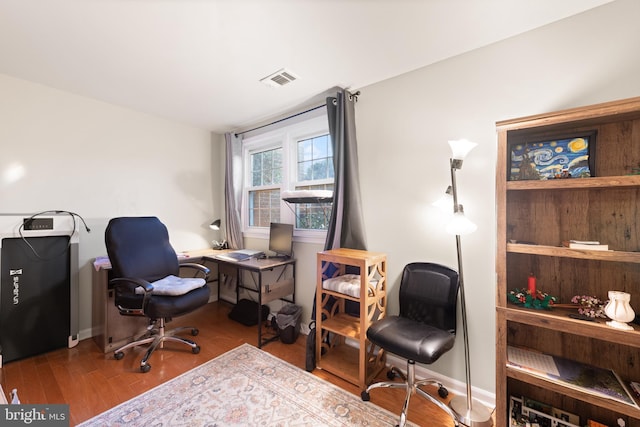 home office featuring wood-type flooring