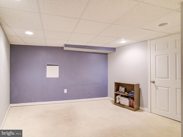 basement with a drop ceiling