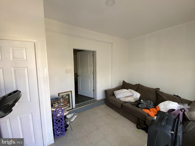 living room featuring light tile patterned floors