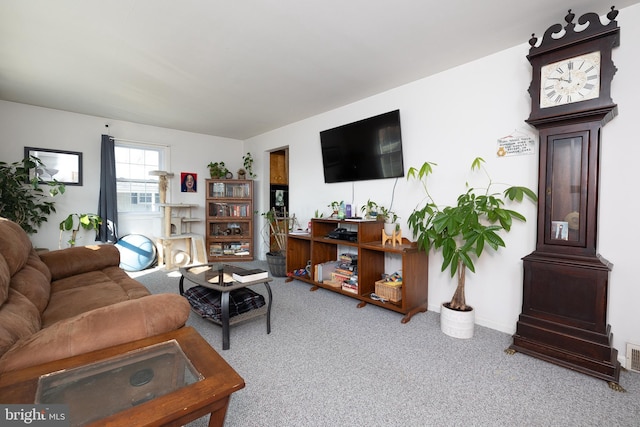 living room featuring carpet floors