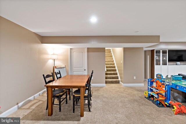 view of carpeted dining room