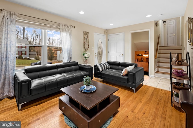 living room featuring light hardwood / wood-style flooring