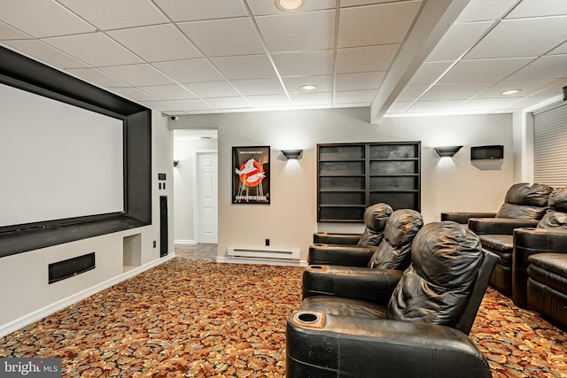 19 Longwood Ln, Newark, DE 19711 - cinema room featuring a paneled ceiling, recessed lighting, baseboards, and baseboard heating