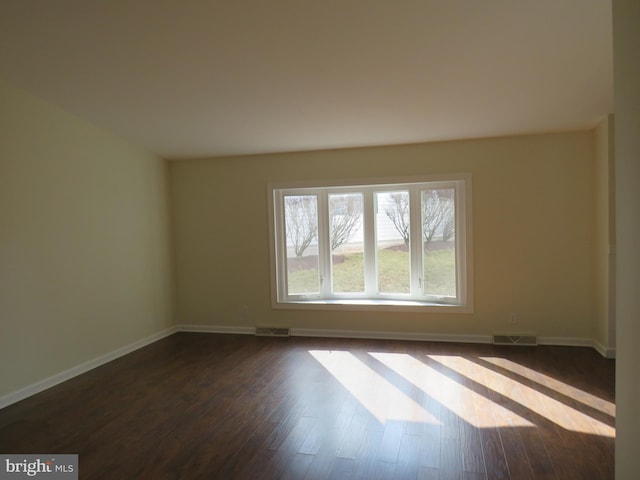 spare room featuring dark wood-type flooring