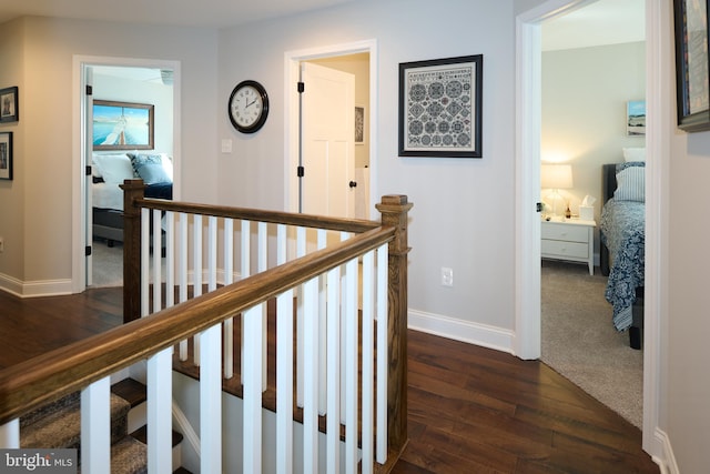 hallway with dark hardwood / wood-style floors