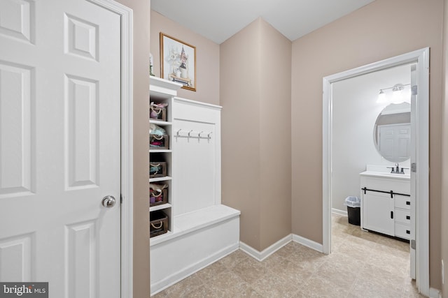 mudroom with sink