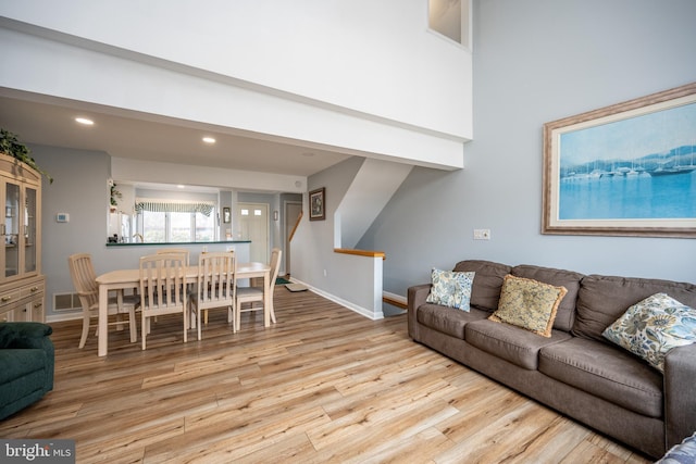 living room featuring light hardwood / wood-style flooring