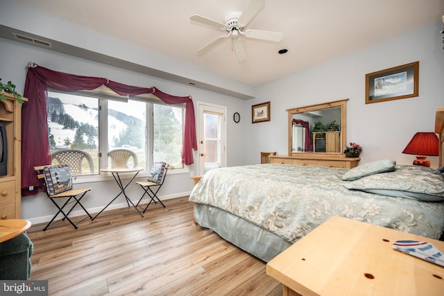 bedroom with light hardwood / wood-style floors