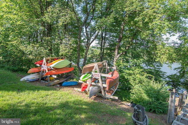 view of jungle gym featuring a yard