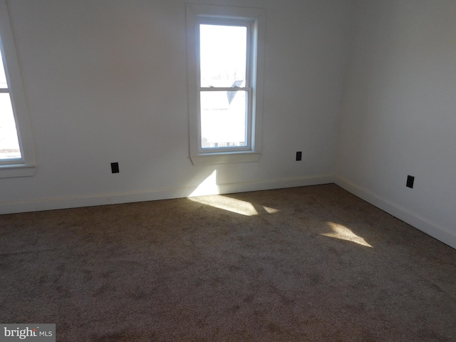 empty room featuring a healthy amount of sunlight and carpet floors