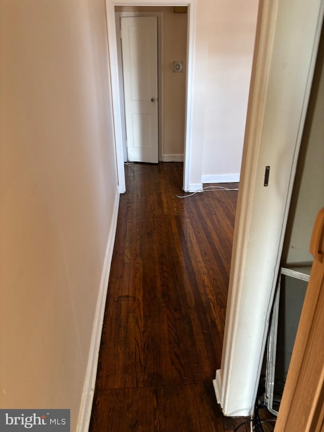 hall featuring dark wood-type flooring