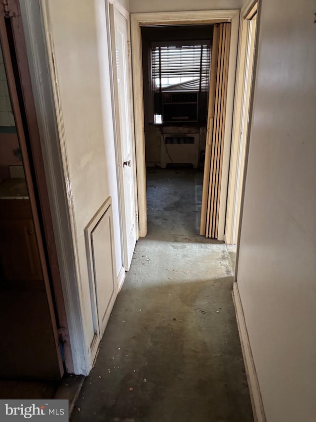 hallway featuring radiator