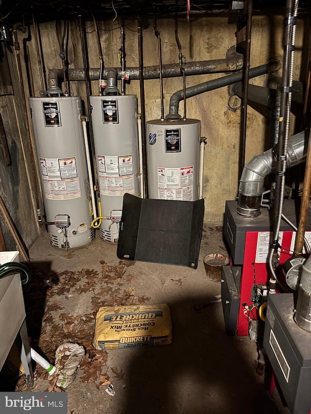 utility room with water heater