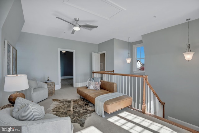 living room featuring light carpet