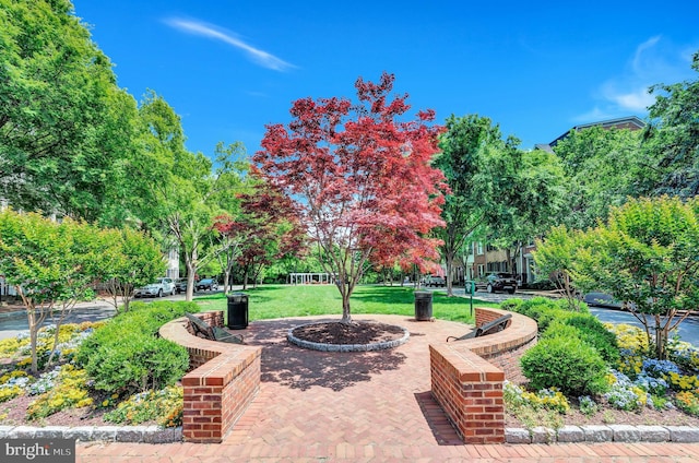 view of property's community featuring a yard