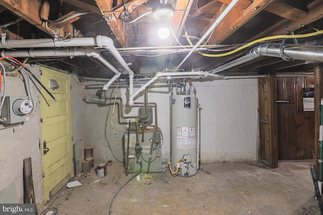 utility room with water heater