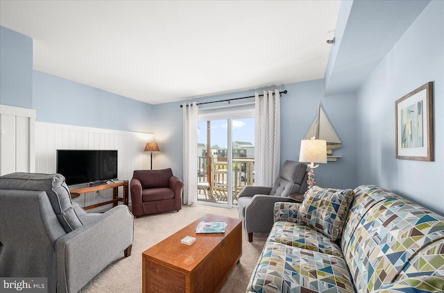 living room with carpet floors