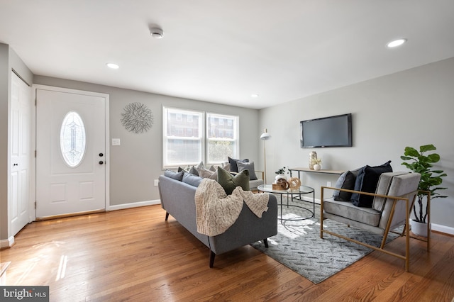 living room featuring light hardwood / wood-style floors