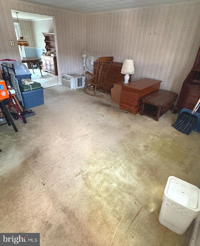 sitting room with carpet floors