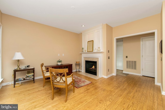 interior space with light hardwood / wood-style flooring