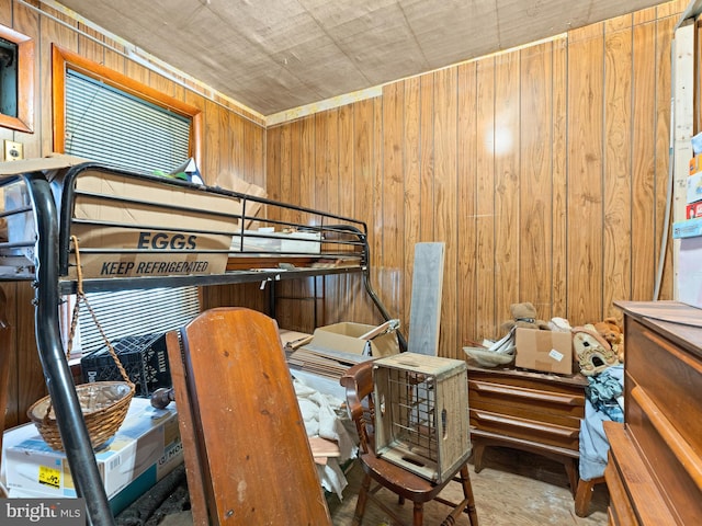 interior space with wooden walls