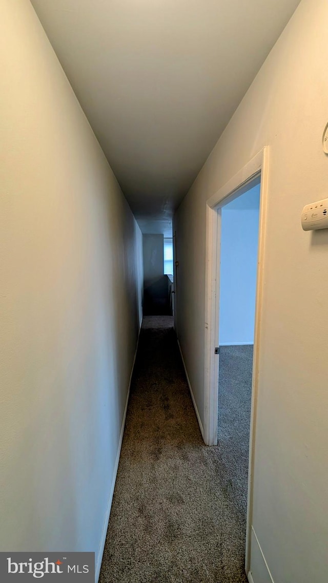 corridor with dark colored carpet