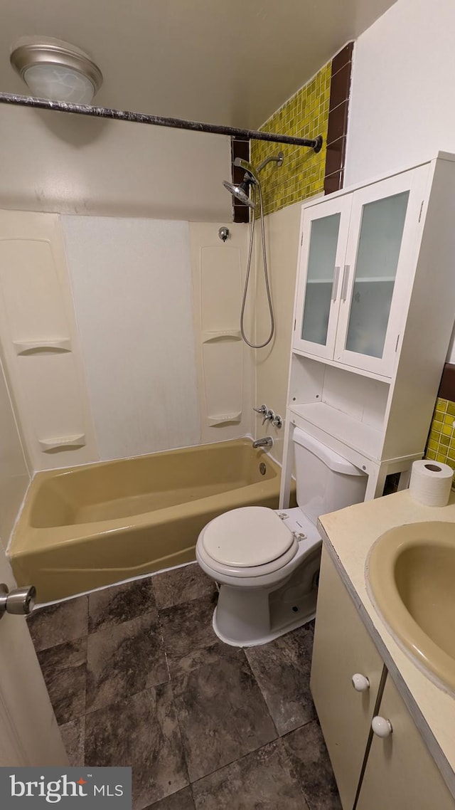 full bathroom featuring vanity, shower / bathing tub combination, and toilet