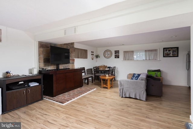 living room featuring light hardwood / wood-style flooring