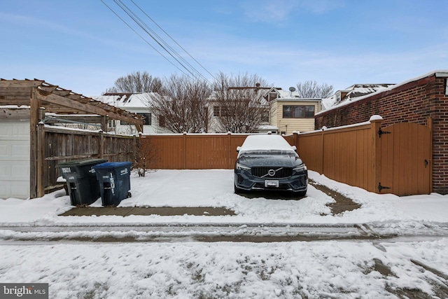 view of yard covered in snow