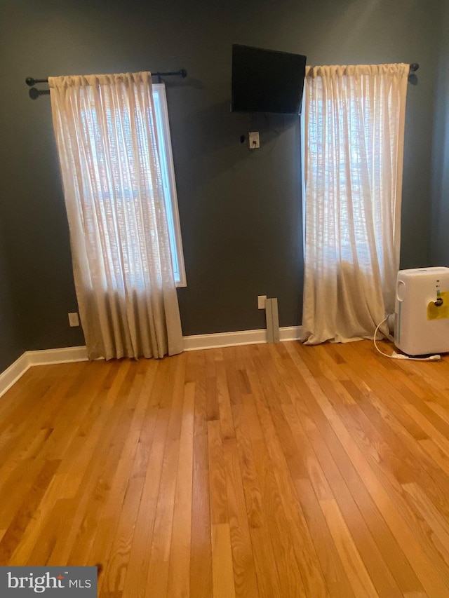 spare room with a healthy amount of sunlight and light hardwood / wood-style floors